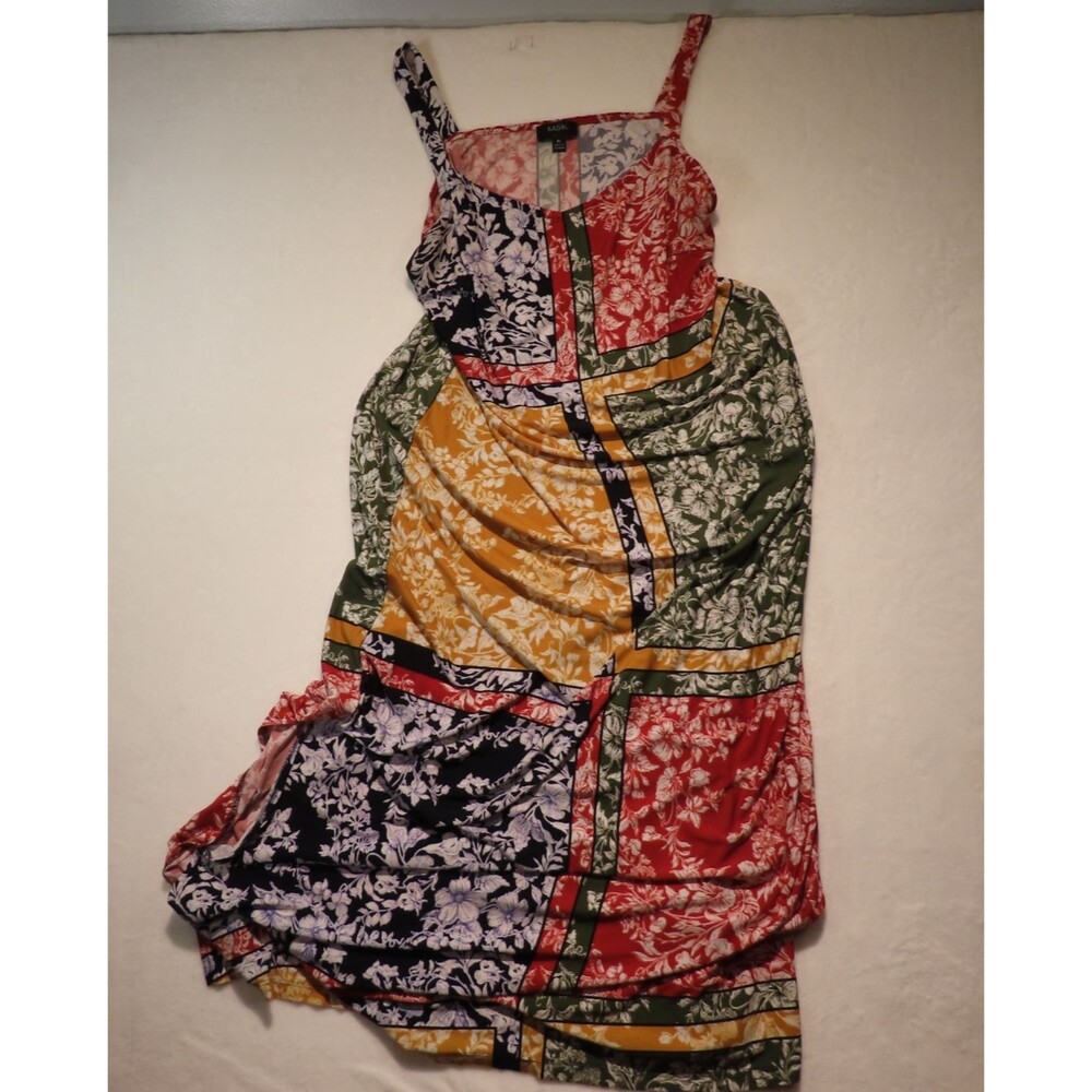 MSK Womens XL Multicolor Floral Patchwork Print Sleeveless Maxi Dress Stretch